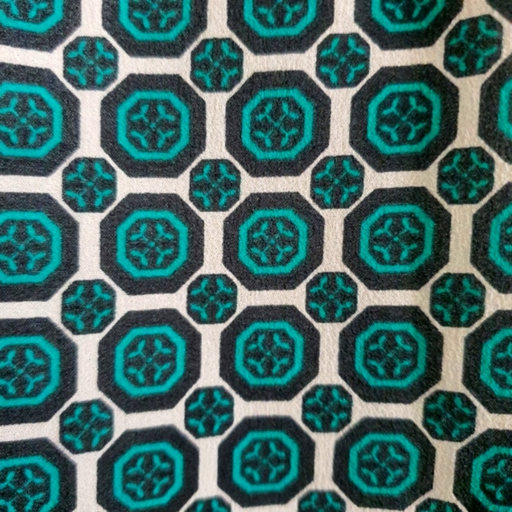 CUE Size 10 Long Sleeve Teal Print Oversized Lightweight High Low Top - Picture 8 of 11